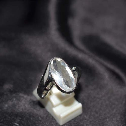 925 Sterling Silver White Topaz Openwork Ring