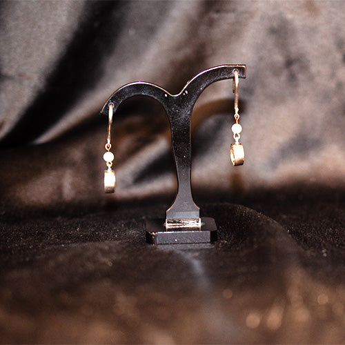 6 Carat Gold Plated Pearl Dangle Huggie Hoop Earrings