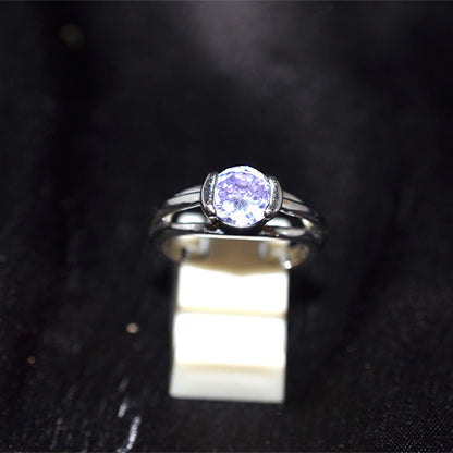 925 Sterling Silver Round Cubic Zirconia Classic Solitaire Ring