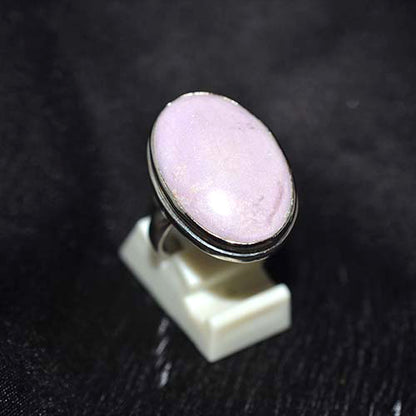 925 Sterling Silver Phosphosiderite Simple Oval Double Bezel Ring