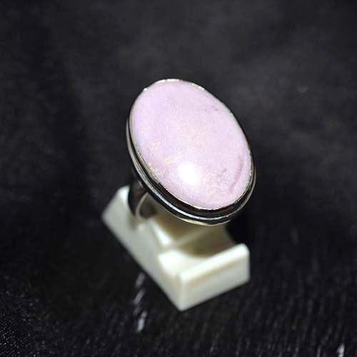 925 Sterling Silver Phosphosiderite Simple Oval Double Bezel Ring
