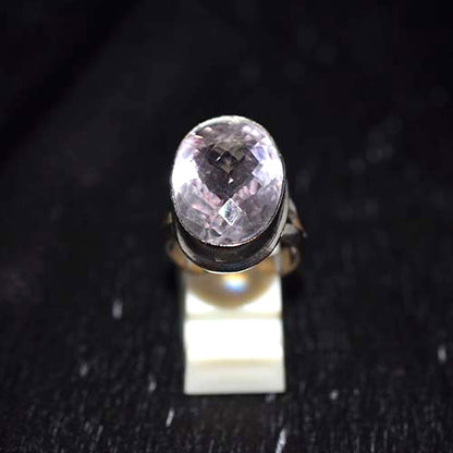 925 Sterling Silver Rose Quartz Large Oval Ring