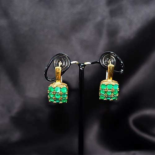 6 Carat Gold Plated Green Crystal Cluster Drop Earrings