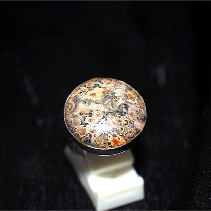925 Sterling Silver Round Swirl Jasper Pattern Ring