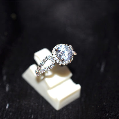 925 Sterling Silver Cubic Zirconia Halo Split Shank Ring