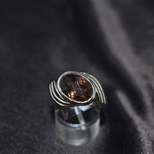 925 Sterling Silver Smoky Quartz Swirl Ring