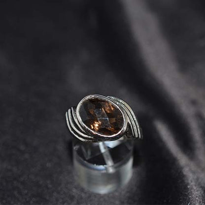 925 Sterling Silver Smoky Quartz Swirl Ring