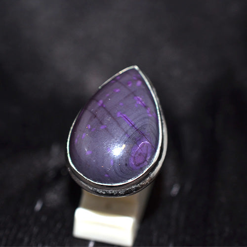 925 Sterling Silver Sugilite Teardrop Ring