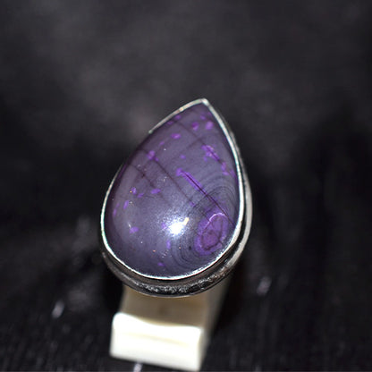 925 Sterling Silver Sugilite Teardrop Ring