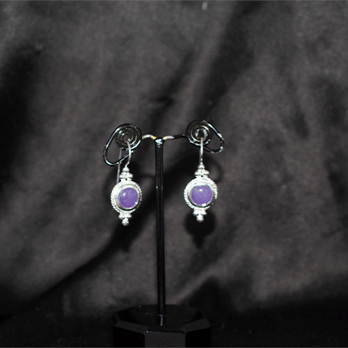 925 Sterling Silver Round Amethyst Drop Earrings