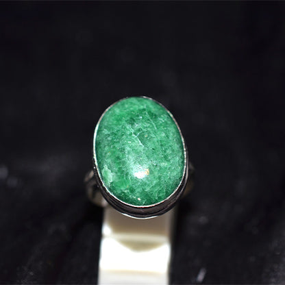 925 Sterling Silver Green Fuchsite Oval Ring