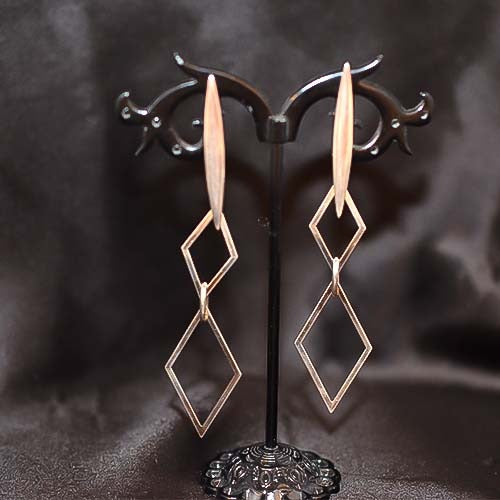925 Sterling Silver Double Diamond Geometric Drop Earrings