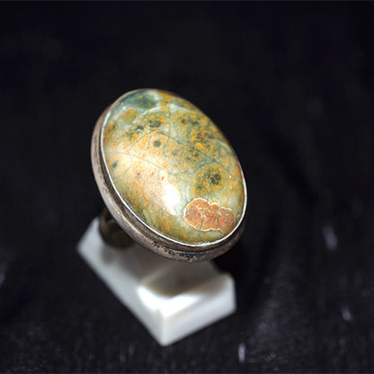925 Sterling Silver Rainforest Jasper Oval Ring