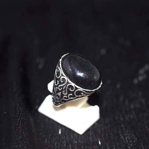925 Sterling Silver Black Onyx Scrollwork Ring
