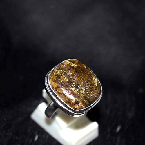 925 Sterling Silver Brown Jasper Cushion Ring