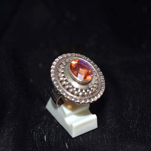 925 Sterling Silver Citrine Oval Ring with Rope Pattern Halo