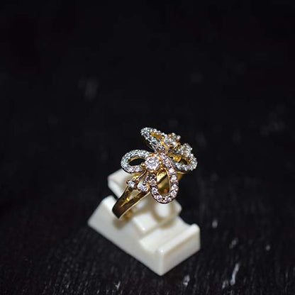 6 Carat Gold Plated Bow Motif Cubic Zirconia Ring