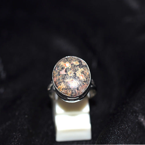 925 Sterling Silver Poppy Jasper Oval Ring