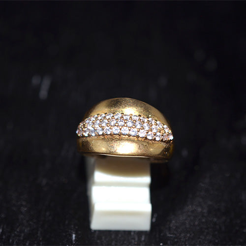 6 Carat Gold Plated Pave Channel Dome Ring