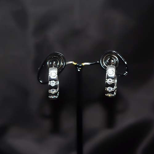 925 Sterling Silver White Crystal Huggie Hoop Earrings